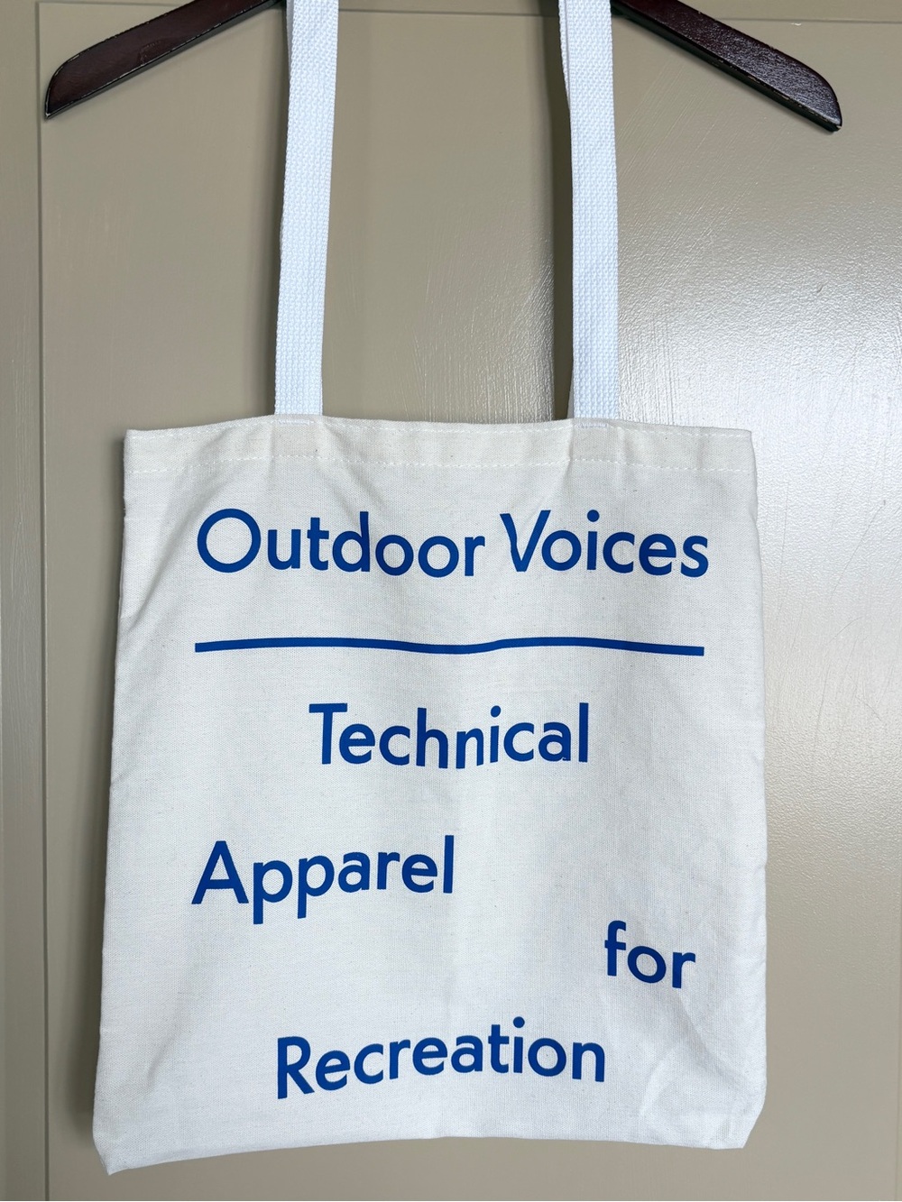 Outdoor Voices Cotton Canvas Technical Apparel for Recreation Tote Bag